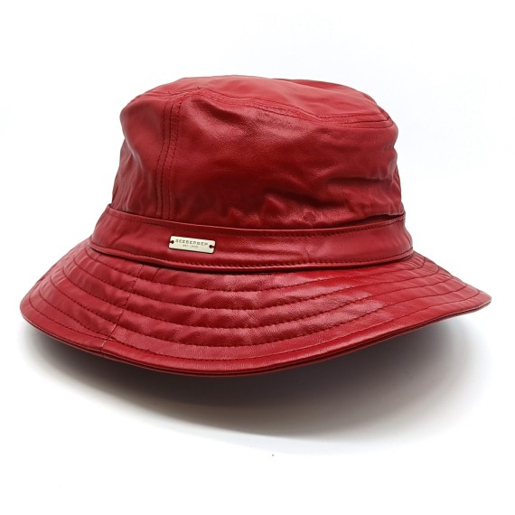 Seeberger Leder Buckethat rubyred